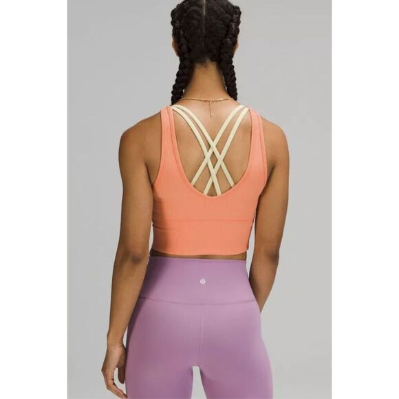 Lululemon Power Pivot Ribbed Tank Sports Bra‎ Coral Size 6 - Picture 4 of 7